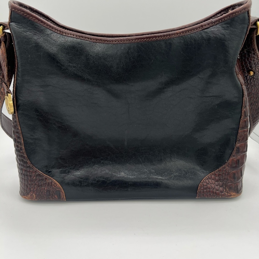 Vintage Brahmin Black and Brown Leather Shoulder Bag - Picture 4 of 10